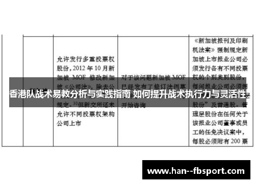 香港队战术易教分析与实践指南 如何提升战术执行力与灵活性